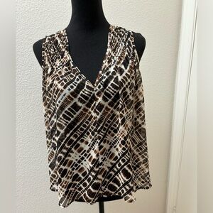 Banana Republic sheer giraffe print top, medium M, sleeveless boxy brown